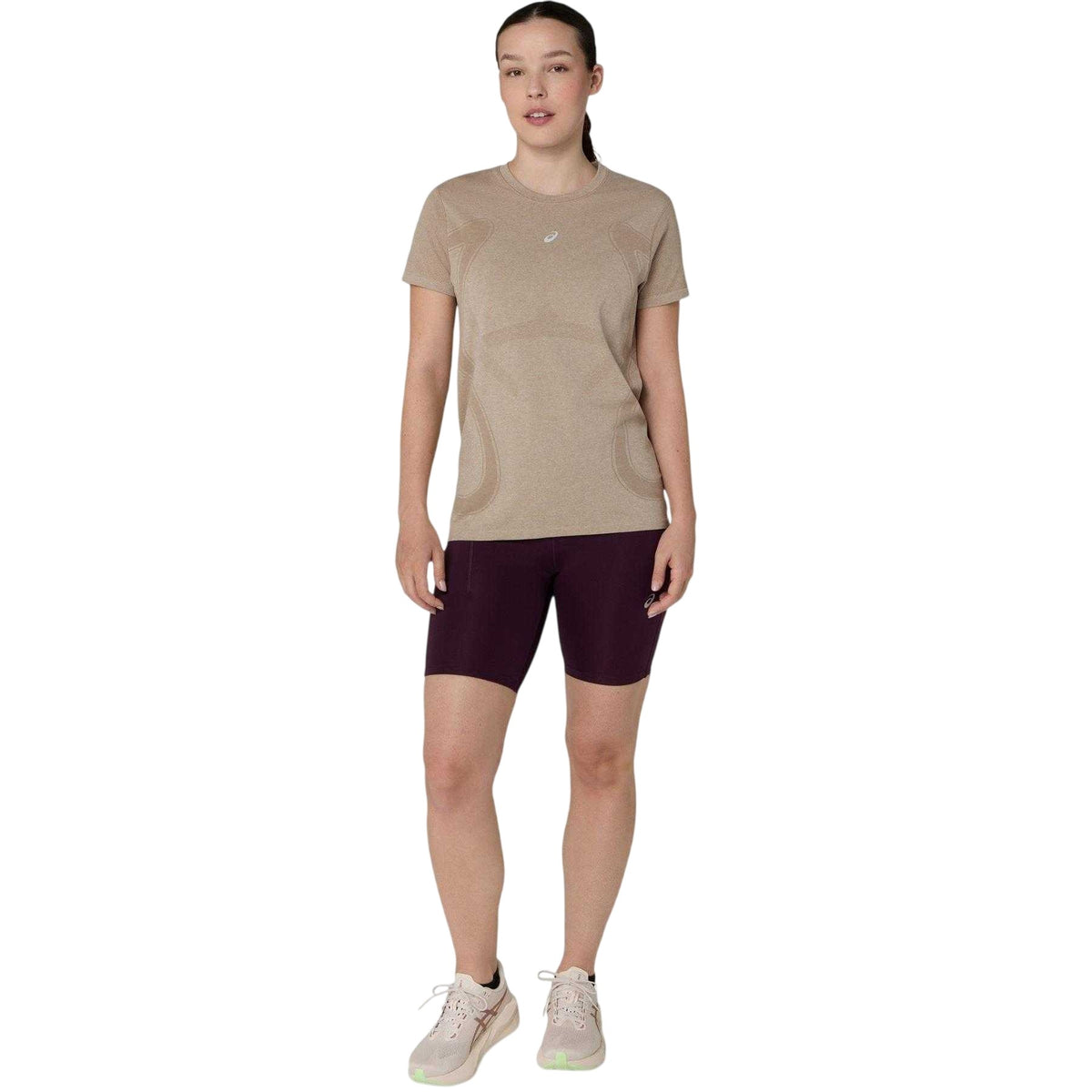 Greige - Lifestyle - Asics Womens-Ladies Road Seamless Short-Sleeved T-Shirt