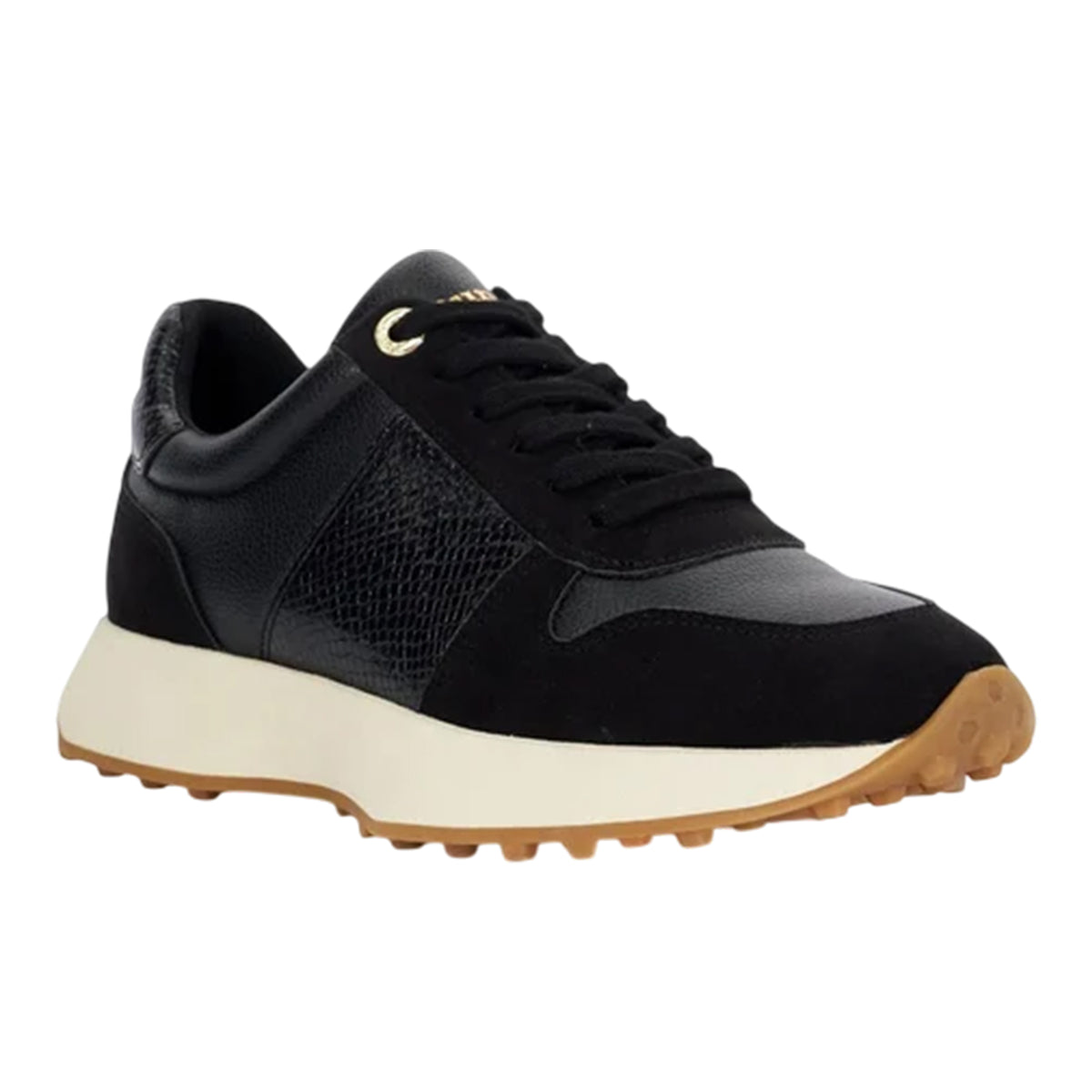 Black - Lifestyle - Dune London Womens-Ladies Snake Print Leather Trainers