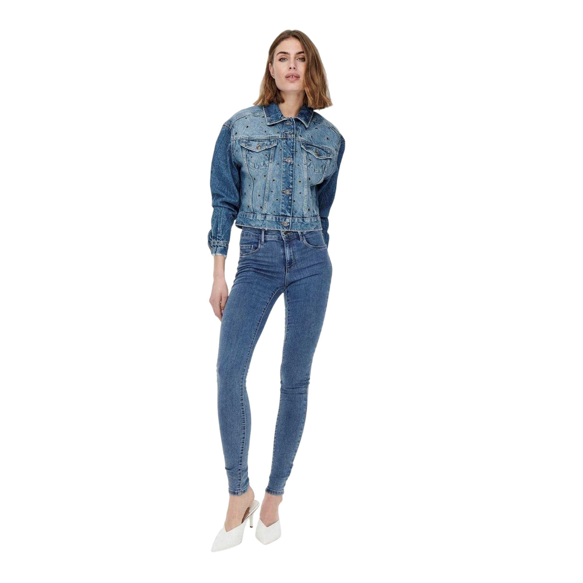 Medium Blue - Side - Only Womens-Ladies Skinny Jeans