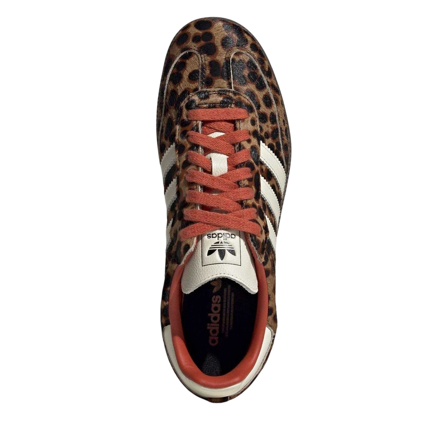Brown-White - Pack Shot - Adidas Womens-Ladies Samba Leopard Print Printed Trainers