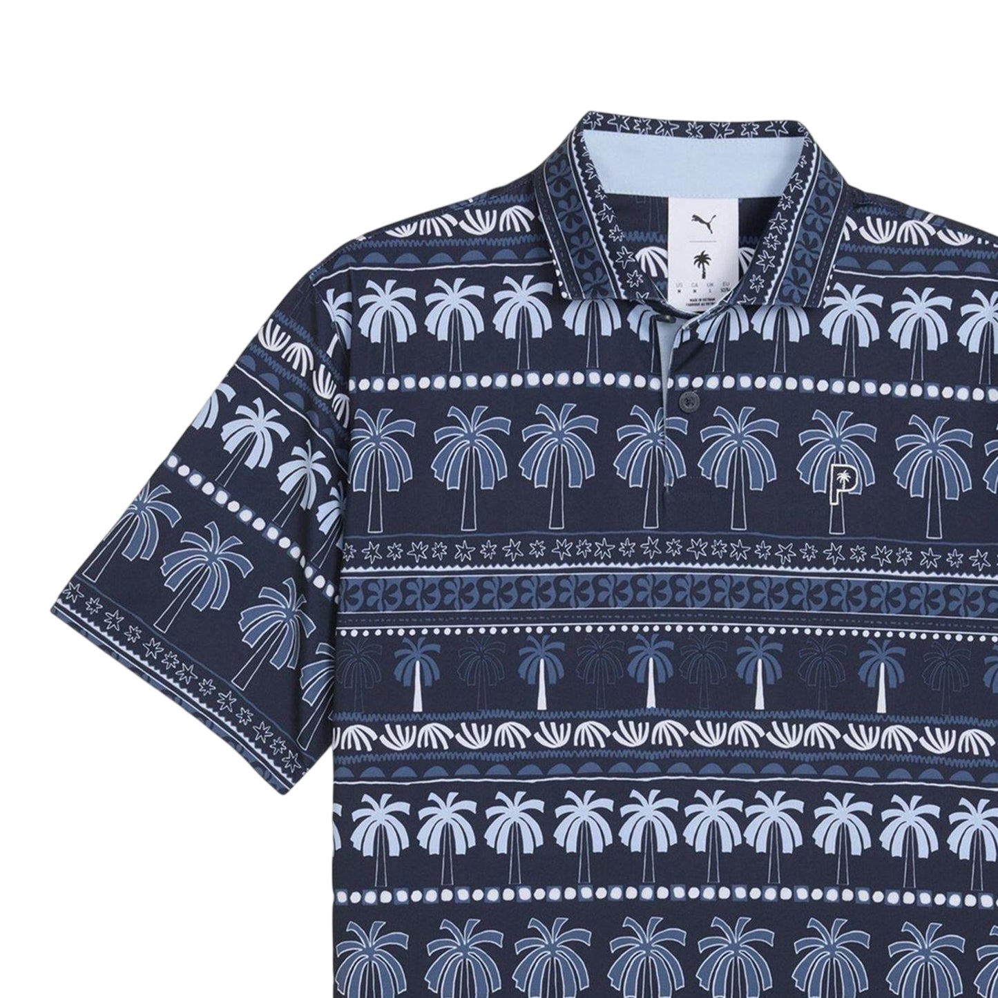 Deep Navy - Side - Puma Mens X Ptc Hero Palm Tree Polo Shirt