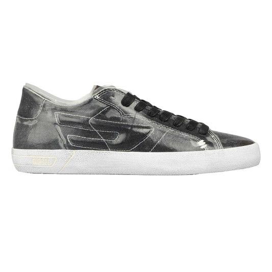 Black - Front - Diesel Mens S-Leroji Leather Low Cut Trainers