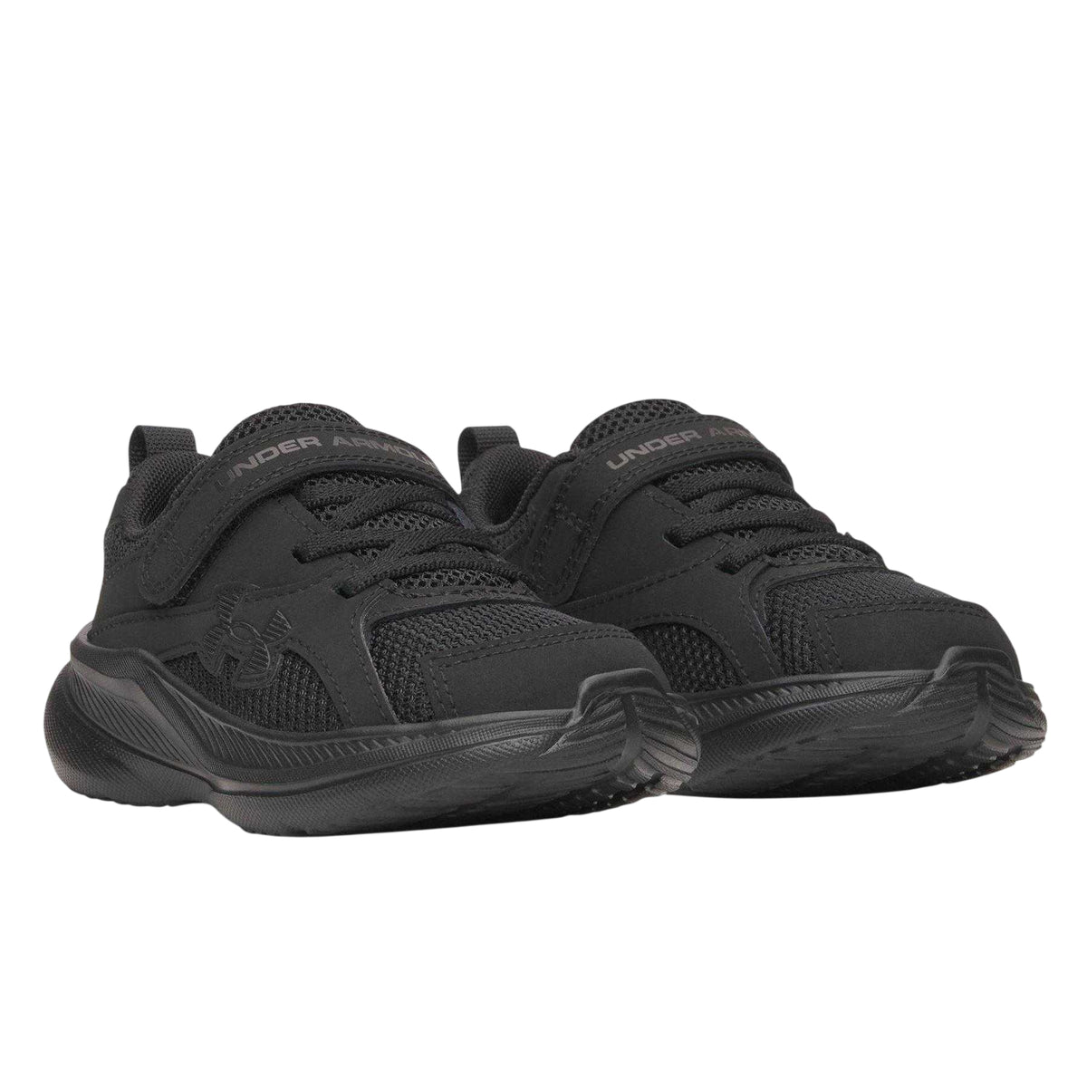 Triple Black - Pack Shot - Under Armour Childrens-Kids Cushioned Trainers