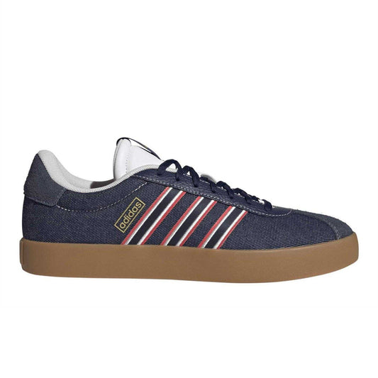 Dark Blue - Front - Adidas Mens VL Court 3.0 Denim Look Trainers
