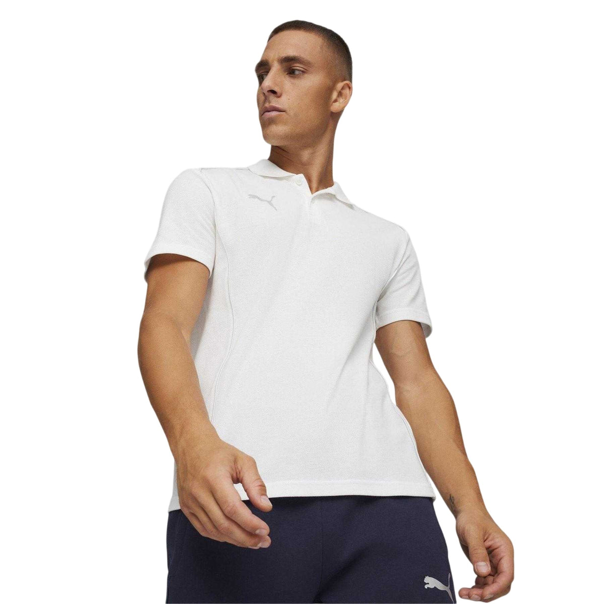 White-Silver - Pack Shot - Puma Mens TeamFINAL Casuals Short-Sleeved Polo Shirt