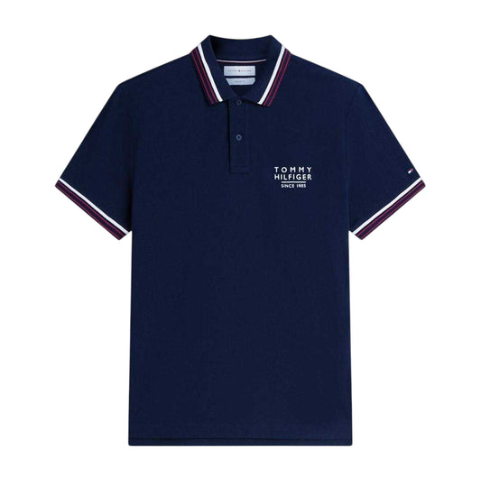 Navy - Front - Tommy Hilfiger Mens Tipped Regular Short-Sleeved Polo Shirt
