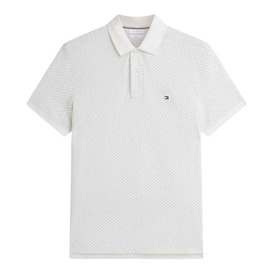 Ivory-Petal - Front - Tommy Hilfiger Mens Geometric Polo Shirt