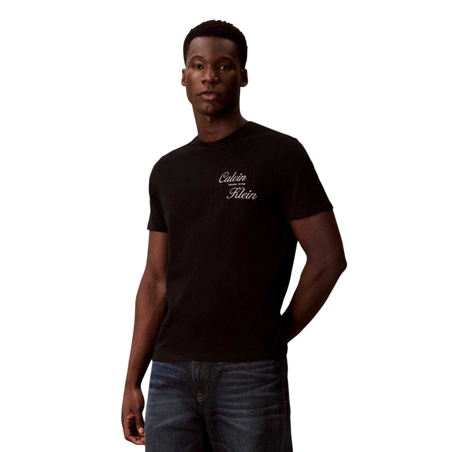 Black - Pack Shot - Calvin Klein Mens Script T-Shirt