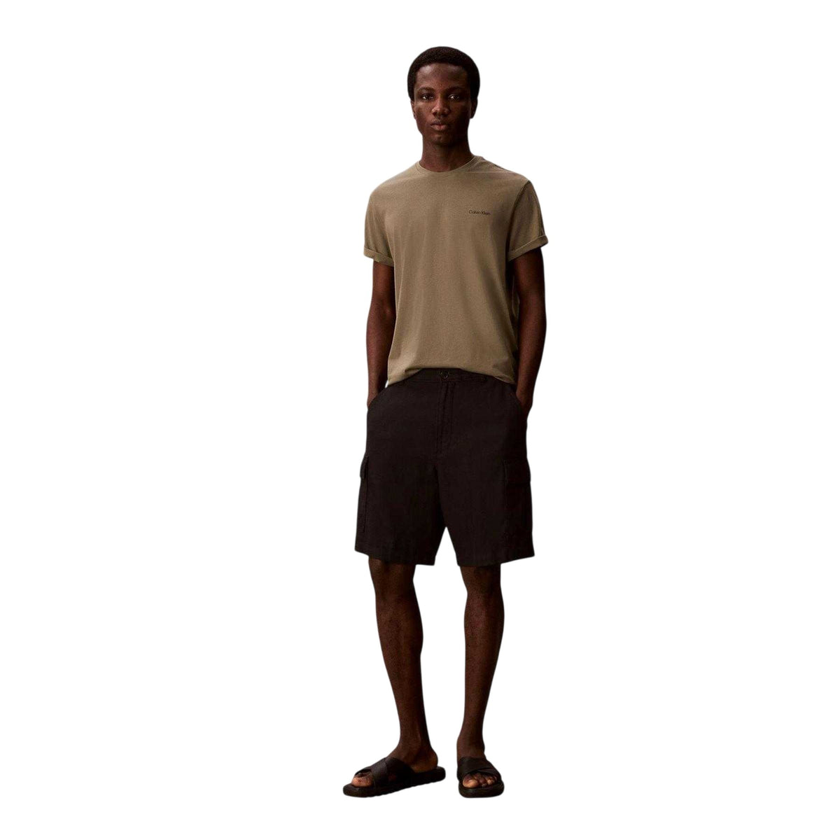 Dusty Olive - Pack Shot - Calvin Klein Mens Small Logo T-Shirt