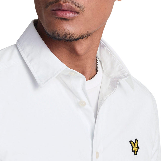 White - Side - Lyle & Scott Mens Logo Poplin Shirt