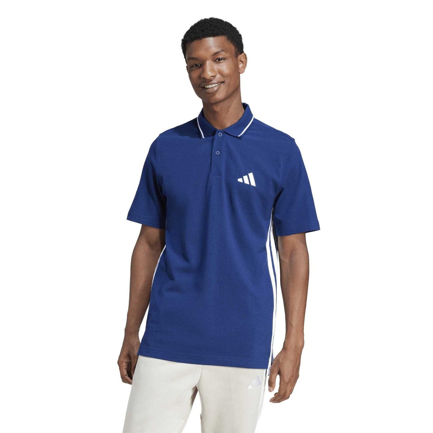 Dark Blue-White - Pack Shot - Adidas Mens Breathable Polo Shirt