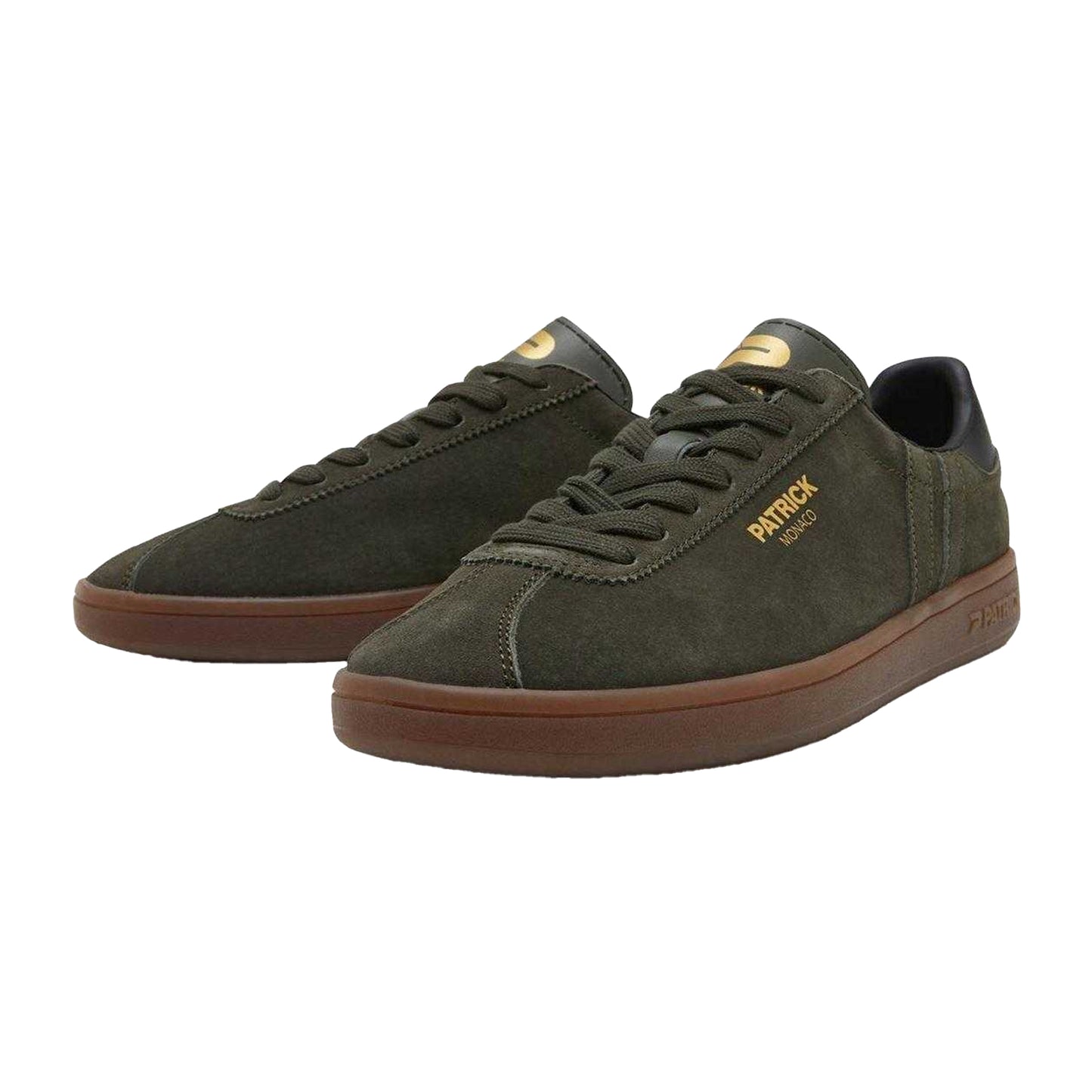 Olive-Black - Close up - Patrick Mens Monaco Suede Cupsole Trainers