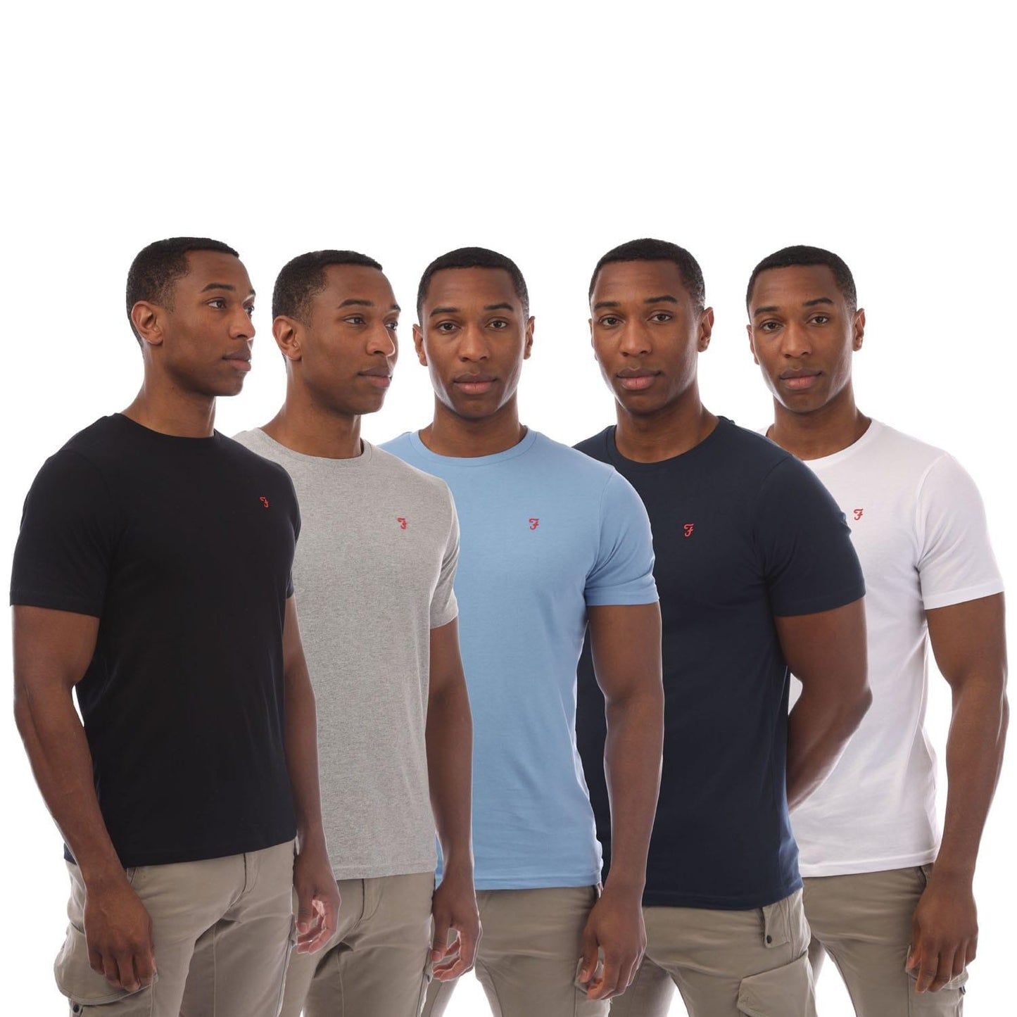 Multicoloured - Side - Farah Mens Genero T-Shirt (Pack of 5)