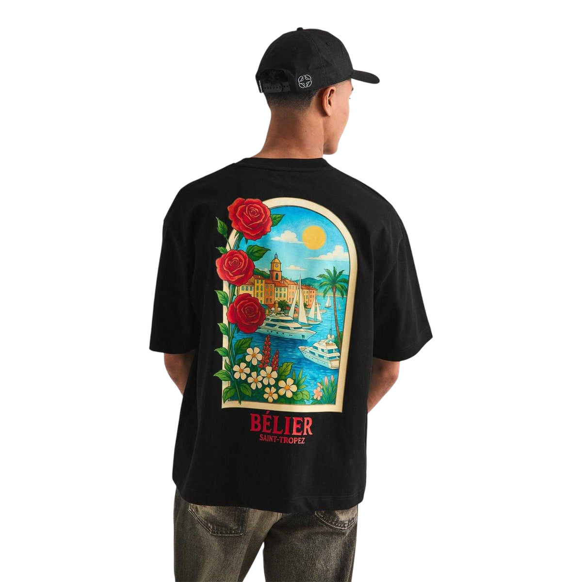 Black - Lifestyle - Belier Mens St. Tropez Arch Graphic Print T-Shirt