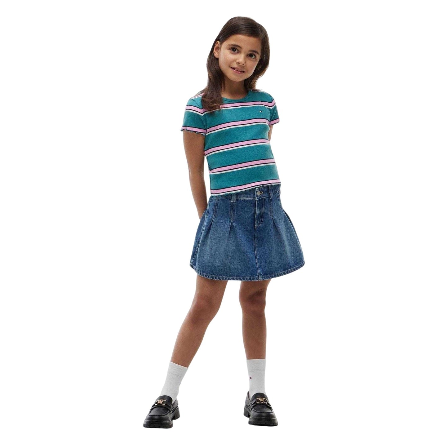Teal - Pack Shot - Tommy Hilfiger Girls Crop Top