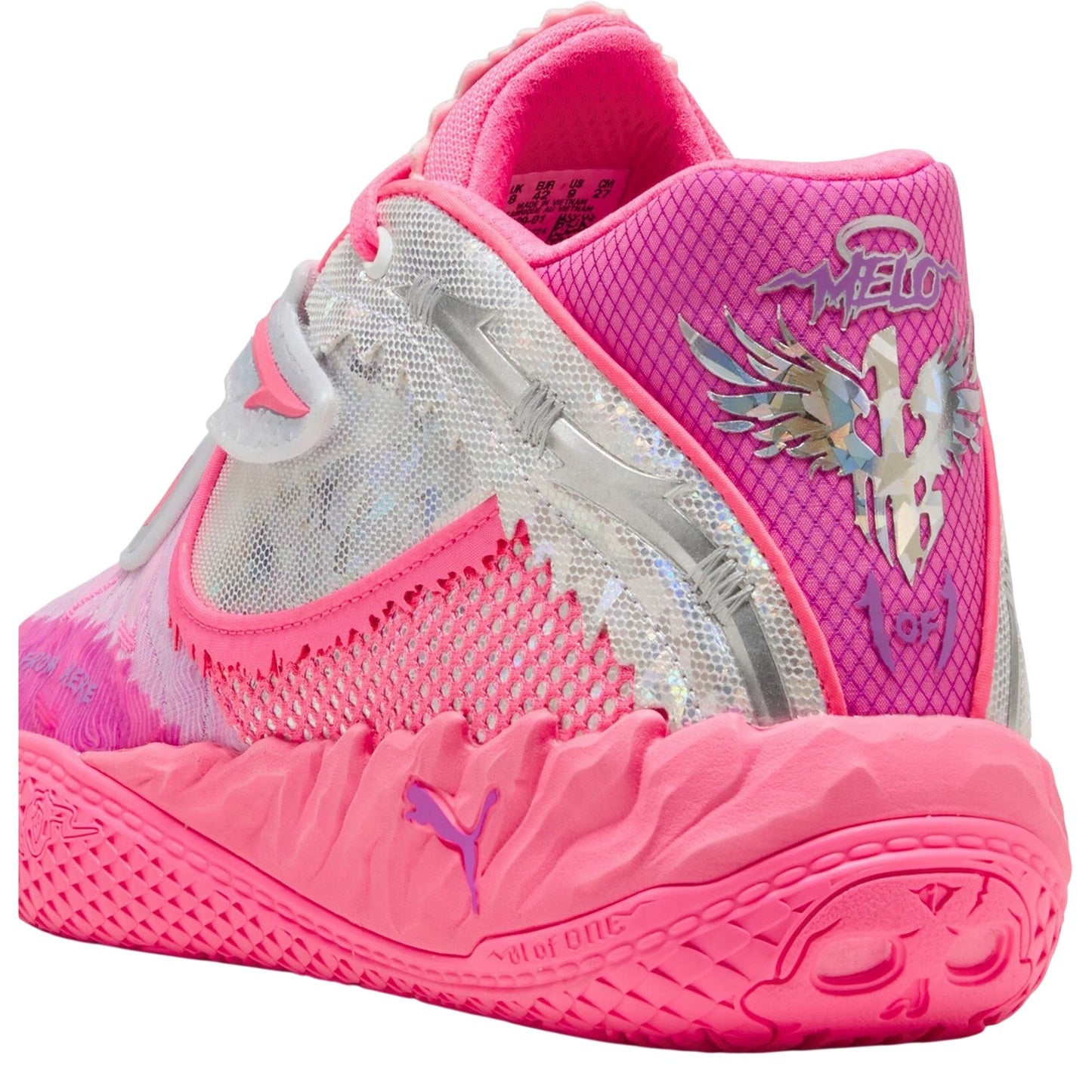 Pink-Silver - Close up - Puma Childrens-Kids MB05 World Tour World Tour Line Trainers