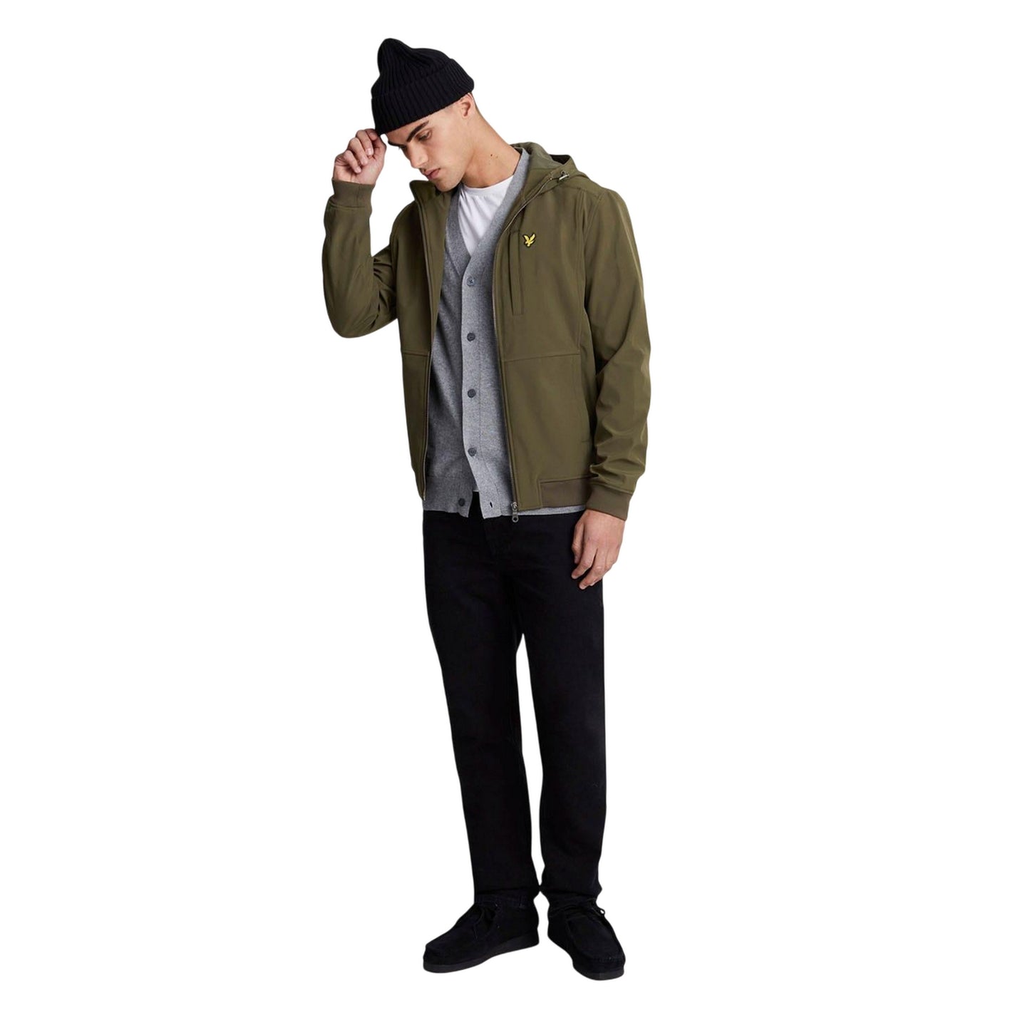 Olive - Pack Shot - Lyle & Scott Mens Embroidered Logo Soft Shell Jacket