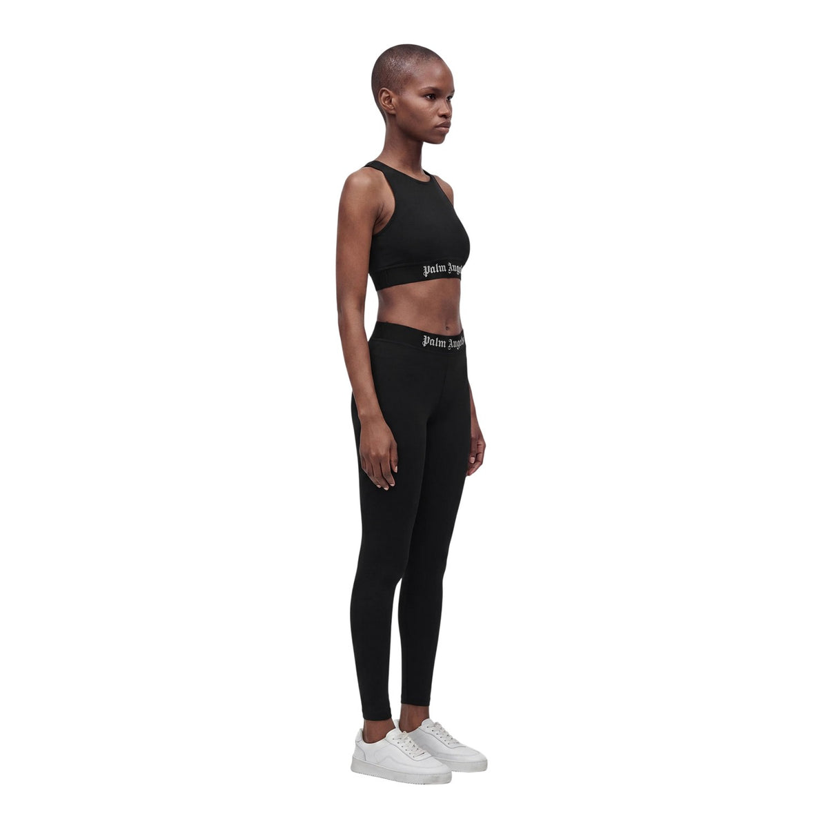 Black-White - Pack Shot - Palm Angels Womens-Ladies Strappy Sport Crop Top