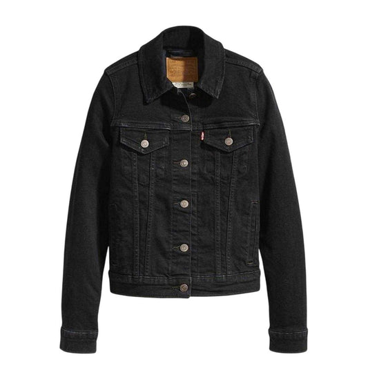 Black Air - Front - Levis Womens-Ladies Plain Denim Long-Sleeved Trucker Jacket