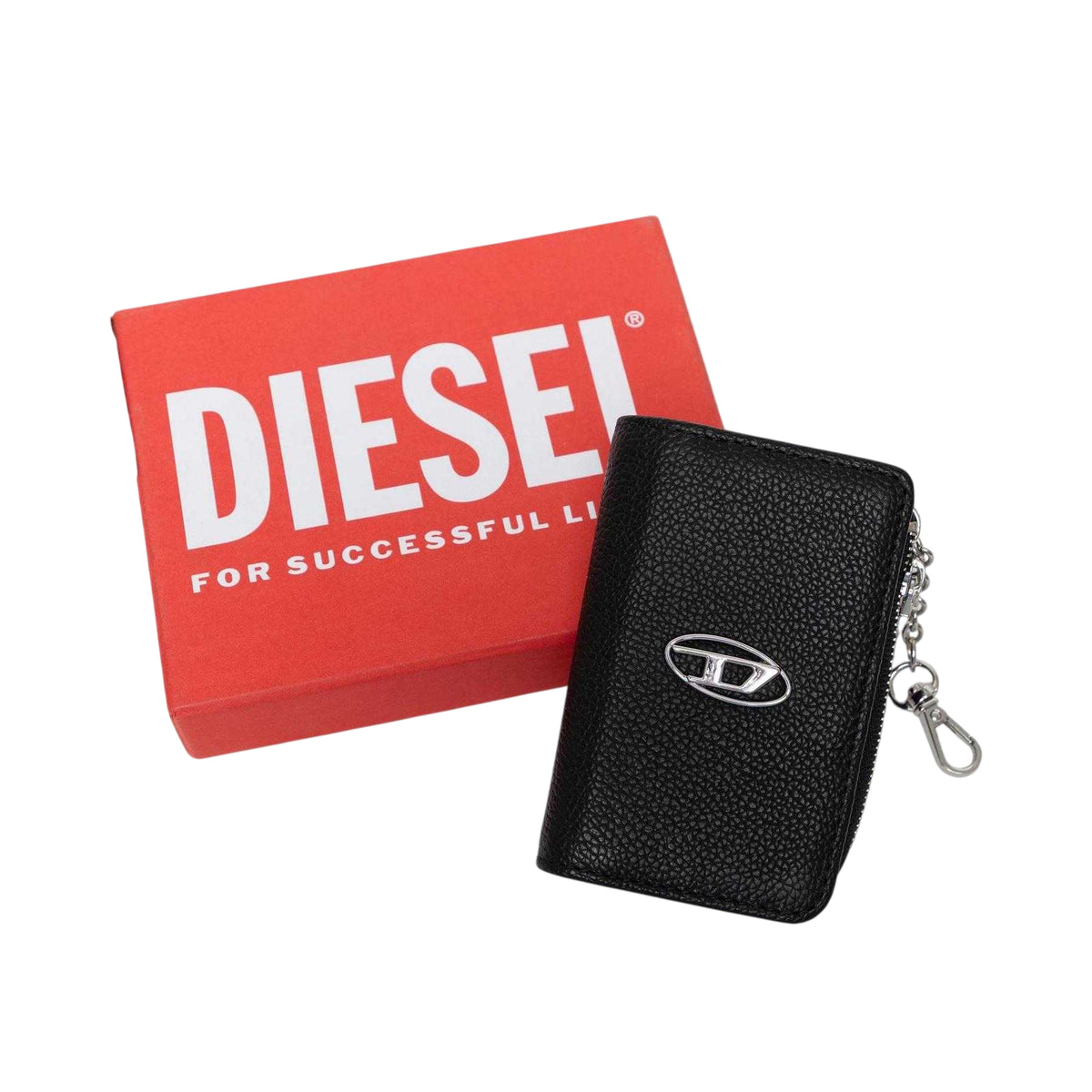 Black - Lifestyle - Diesel Wallet Leather Zipped Keyring