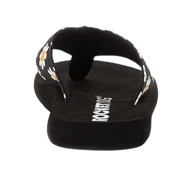 Black - Back - Rocket Dog Womens-Ladies Adios Daisy Flip Flops