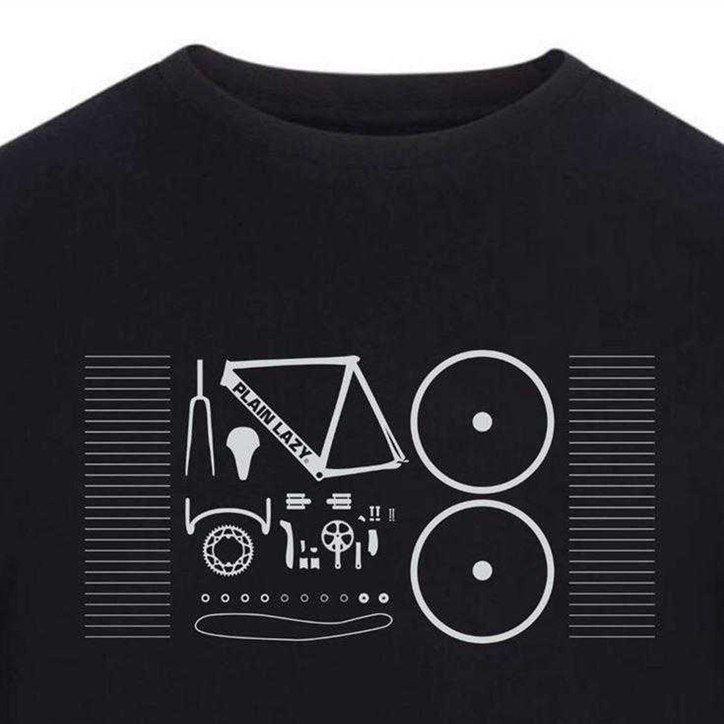 Black - Side - Plain Lazy Mens Bicycle T-Shirt