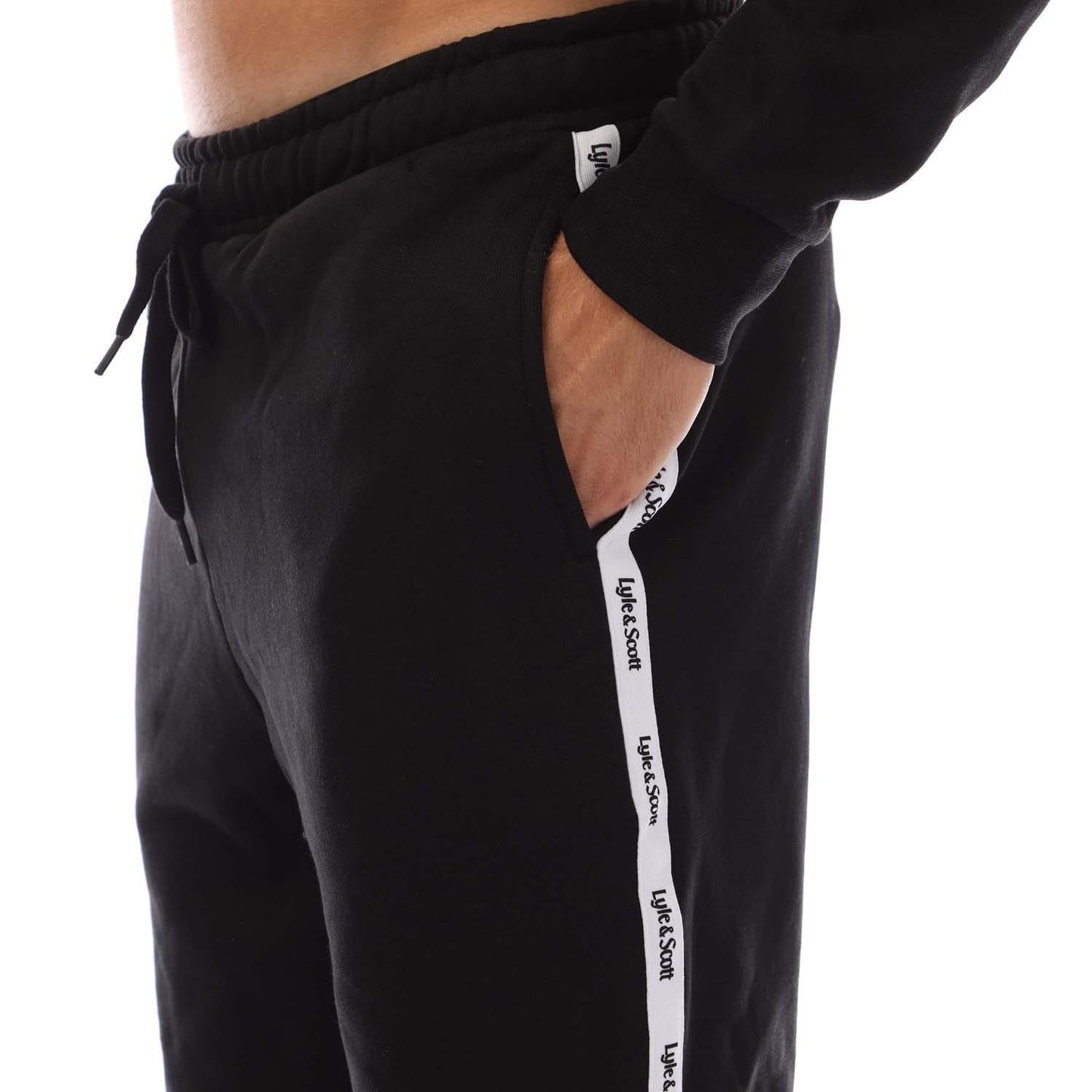 Black - Side - Lyle & Scott Mens Taped Shorts