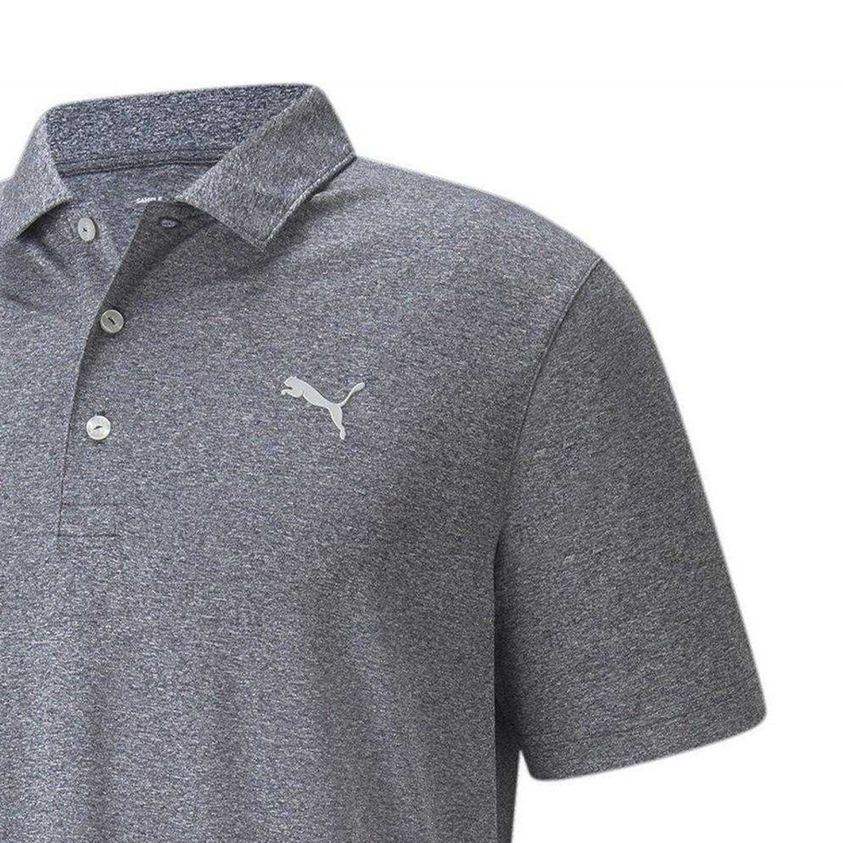 Navy Blazer - Side - Puma Mens Heathered Performance Polo Shirt