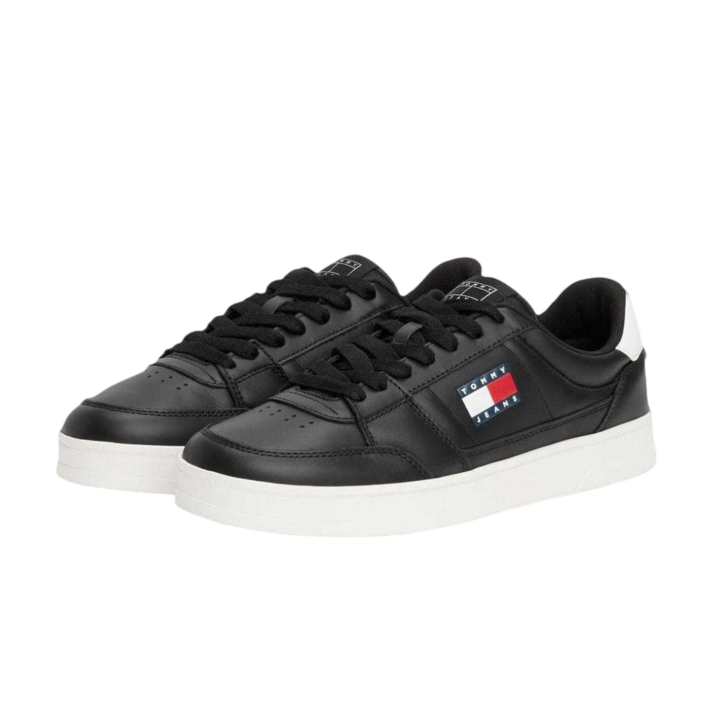 Black - Pack Shot - Tommy Jeans Mens Greenwich Leather Flat Trainers