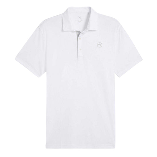 White - Front - Puma Mens Pure 2.0 Embroidered Logo Long-Sleeved Polo Shirt