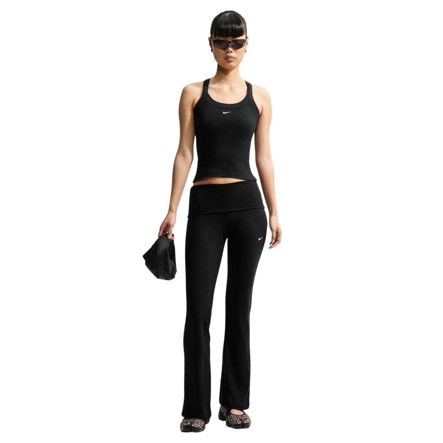 Black - Pack Shot - Nike Womens-Ladies Ribbed Yoga Pants