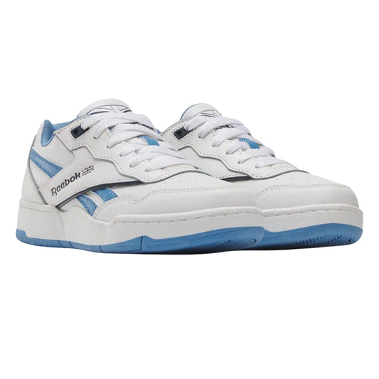 White-Blue - Front - Reebok Childrens-Kids BB 4000 II Leather Trainers