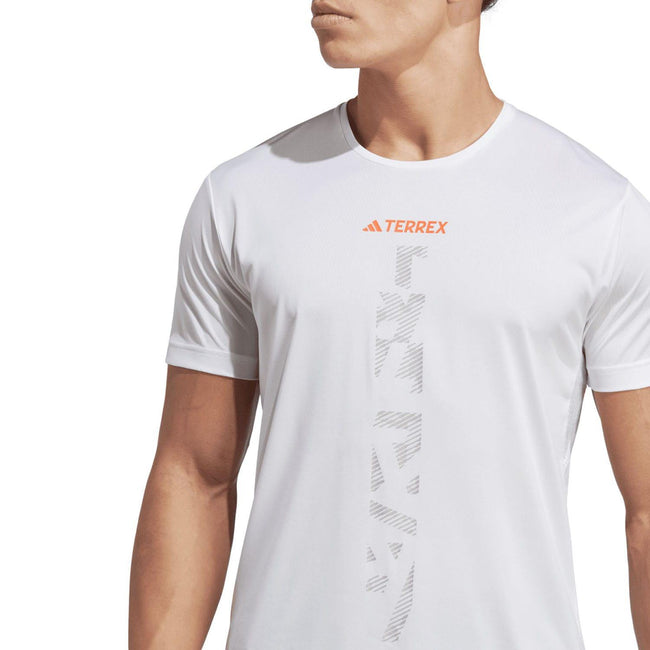 White - Side - Adidas Mens Terrex Agravic Trail Running T-Shirt