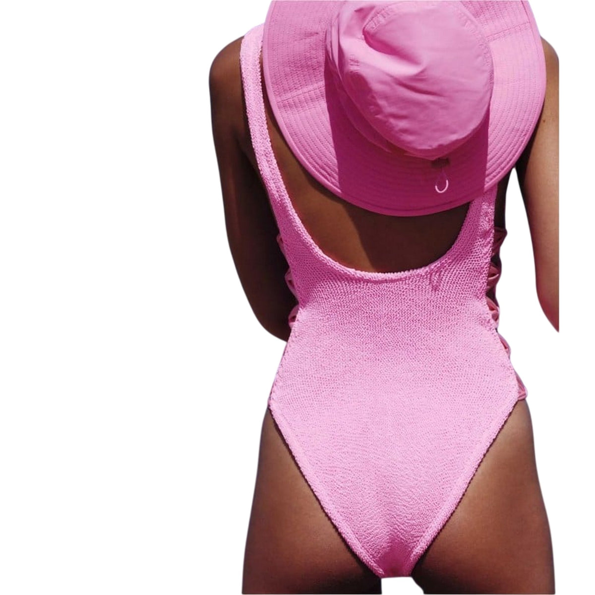 Bubblegum Pink - Side - Hunza G Plain Bucket Hat