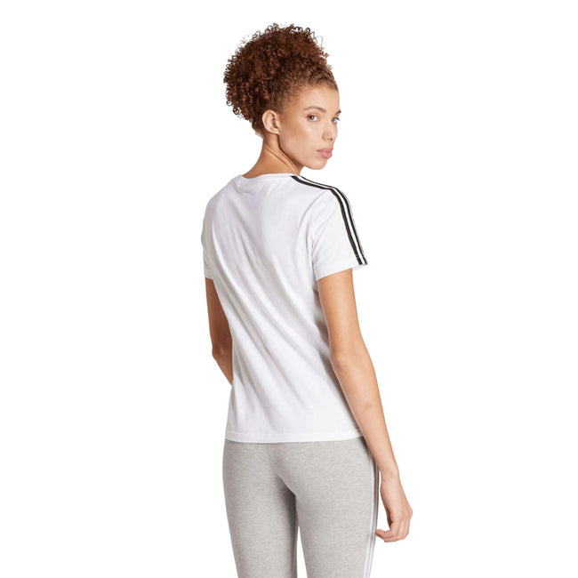 White - Back - Adidas Womens-Ladies Essentials 3 Stripes Slim T-Shirt