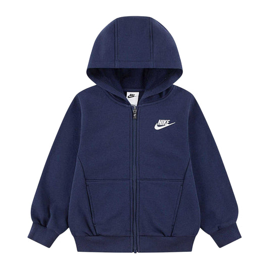 Navy - Front - Nike Childrens-Kids Sportswear Club Embroidered Logo Full Zip Hoodie