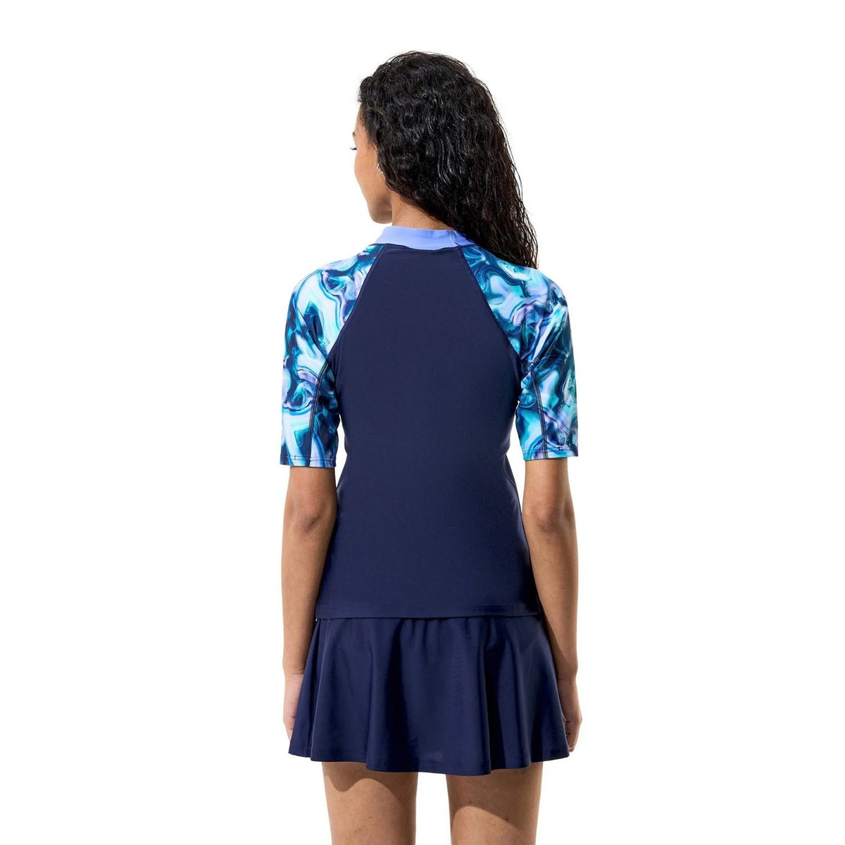 Navy - Close up - Speedo Womens-Ladies Plain Swimming Skirt