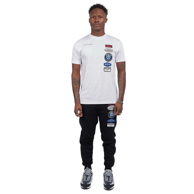 White - Front - Mercier Mens Hybrid Badge T-Shirt