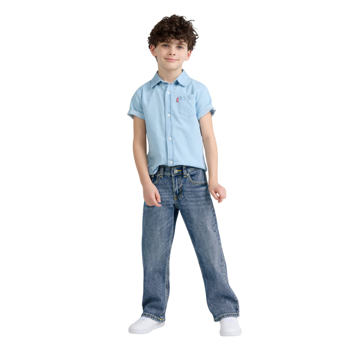 Blue - Side - Levis Childrens-Kids 555 Denim Jeans