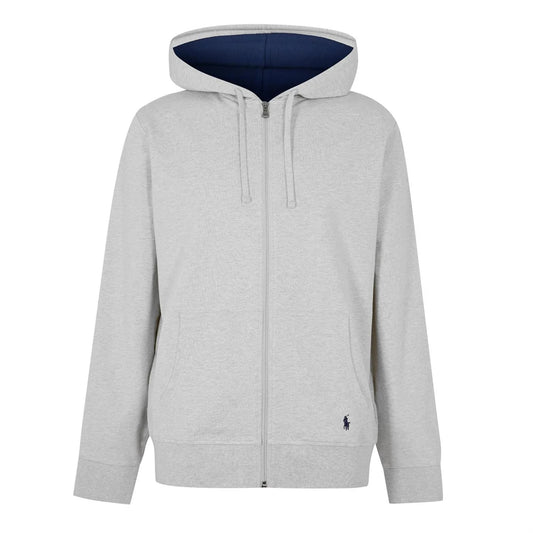 Heather Grey - Front - Ralph Lauren Mens Polo Embroidered Logo Full Zip Hoodie