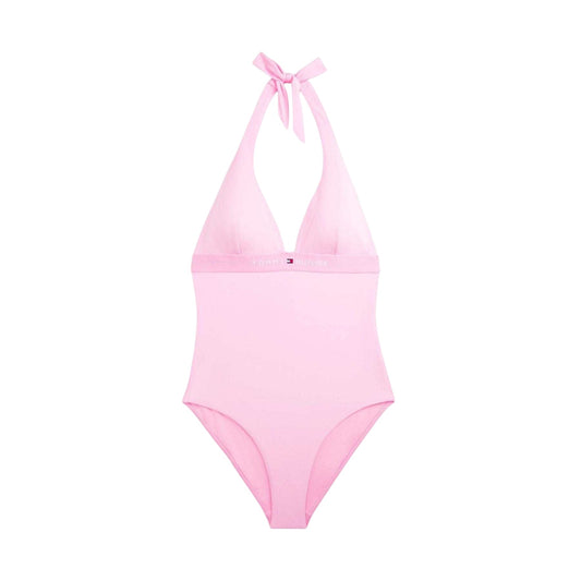 Petal - Front - Tommy Hilfiger Womens-Ladies Halter Neck One Piece Swimsuit