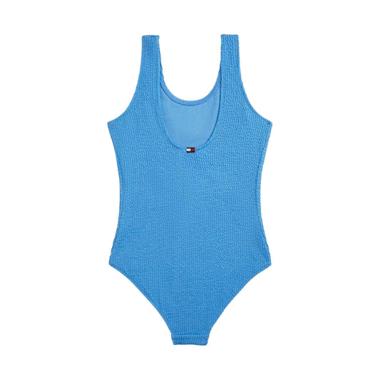 Blue - Front - Tommy Hilfiger Girls Scoop Neck One Piece Swimsuit
