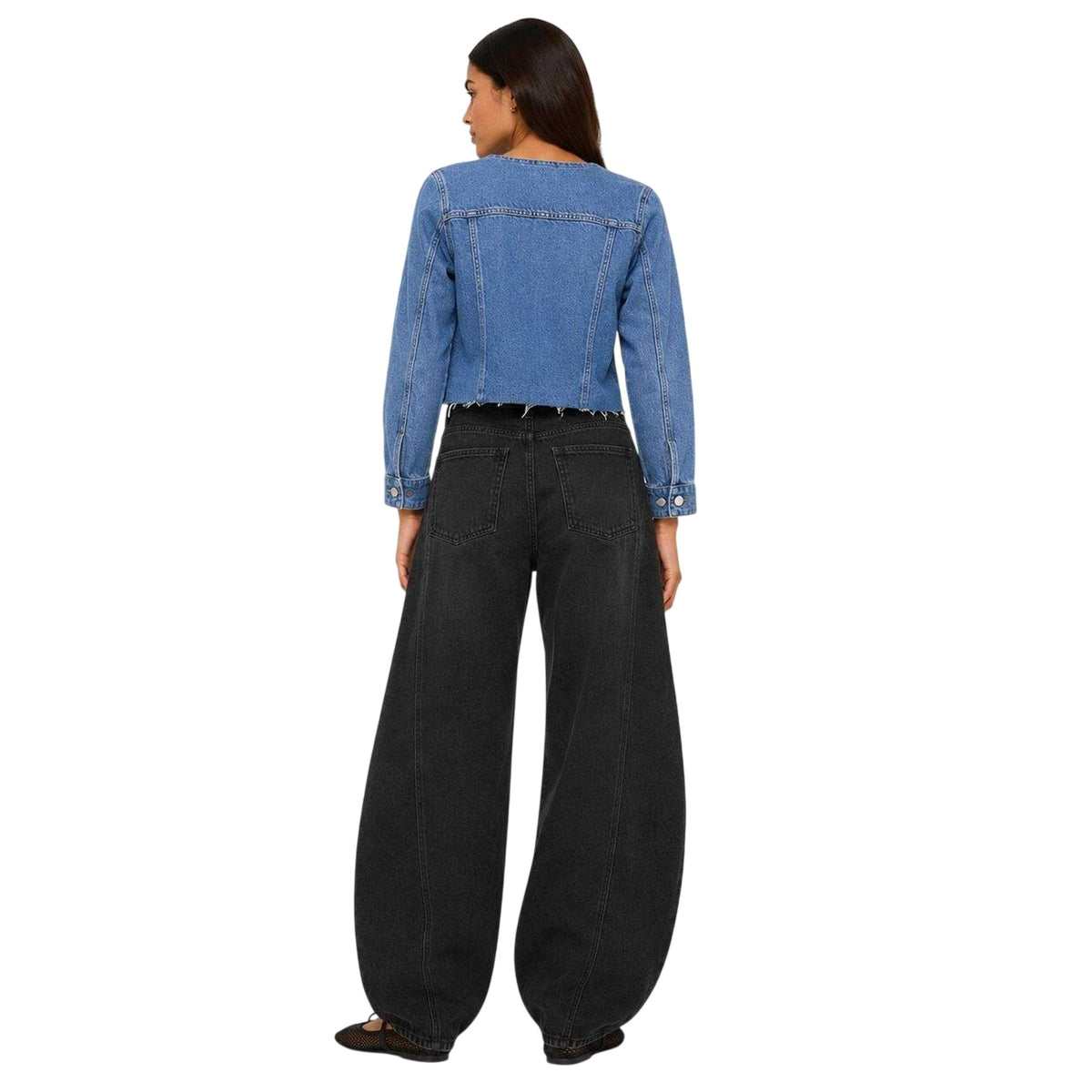 Black - Pack Shot - I Saw It First Womens-Ladies Denim Wide Leg Jeans