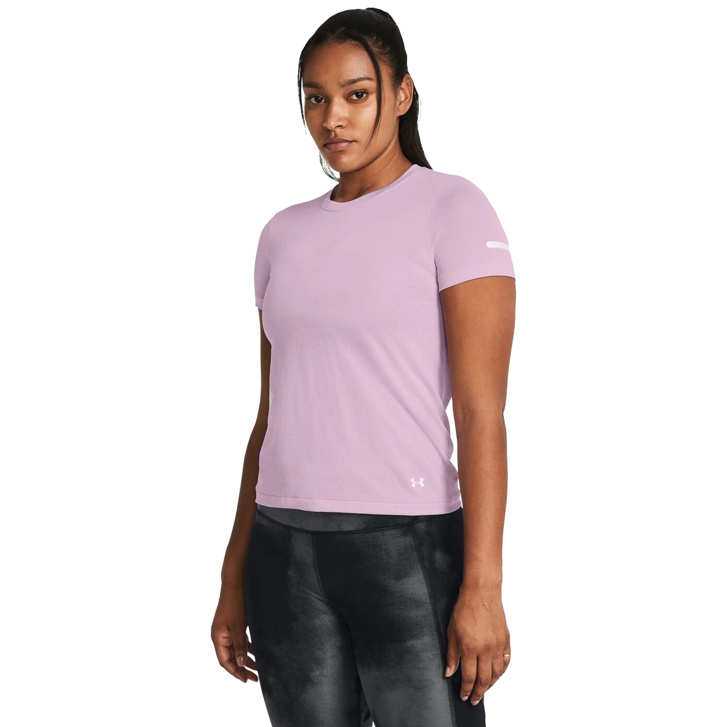 Purple - Side - Under Armour Womens-Ladies Stride Seamless T-Shirt