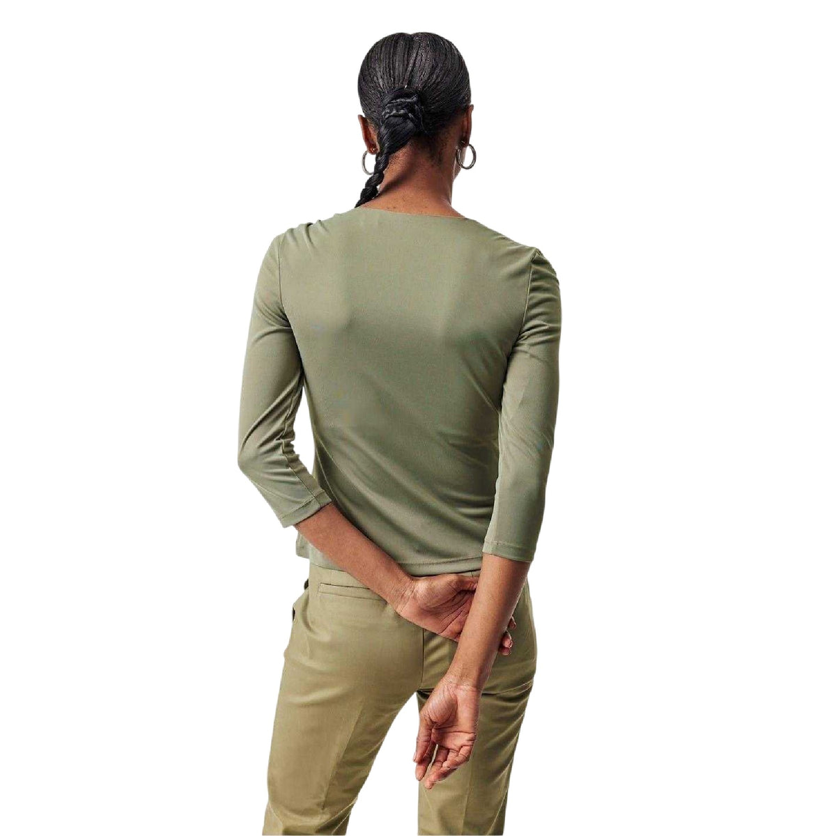 Sage Green - Pack Shot - Ralph Lauren Womens-Ladies Asymmetric Slim T-Shirt