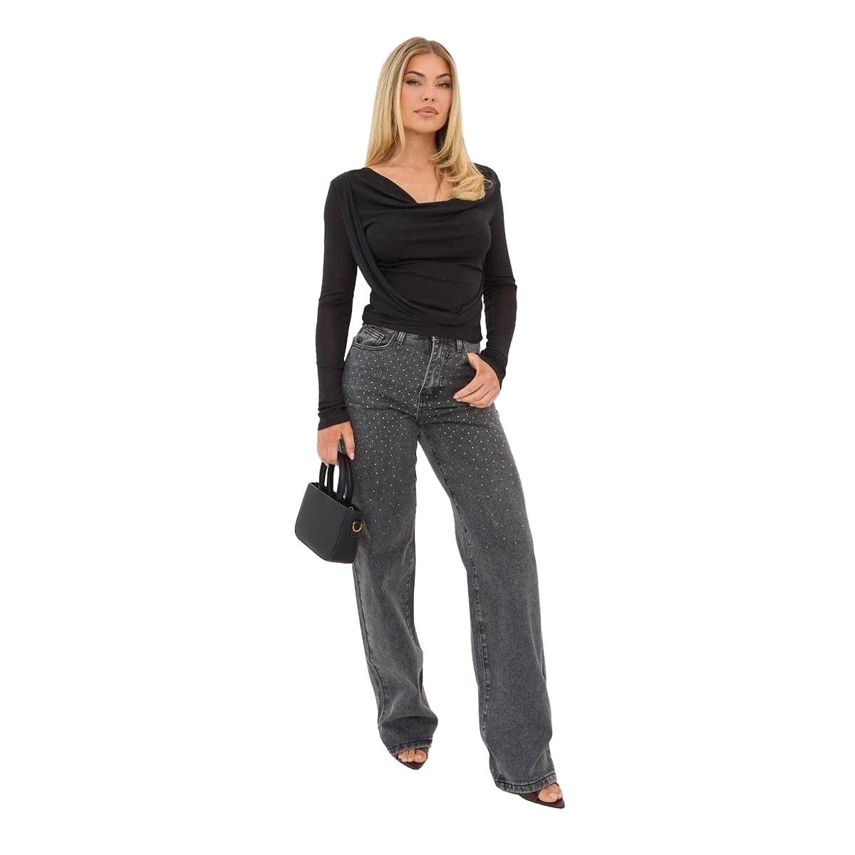 Black - Close up - I Saw It First Womens-Ladies Draped Top