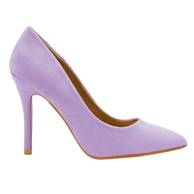 Purple - Back - Where´s That From Womens-Ladies Suede High Heel Court Pumps