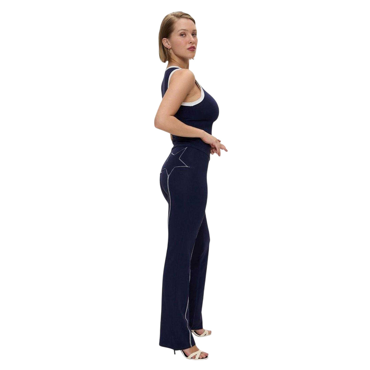 Navy - Lifestyle - Frankies Bikinis Womens-Ladies Contrast Trim Tank Top