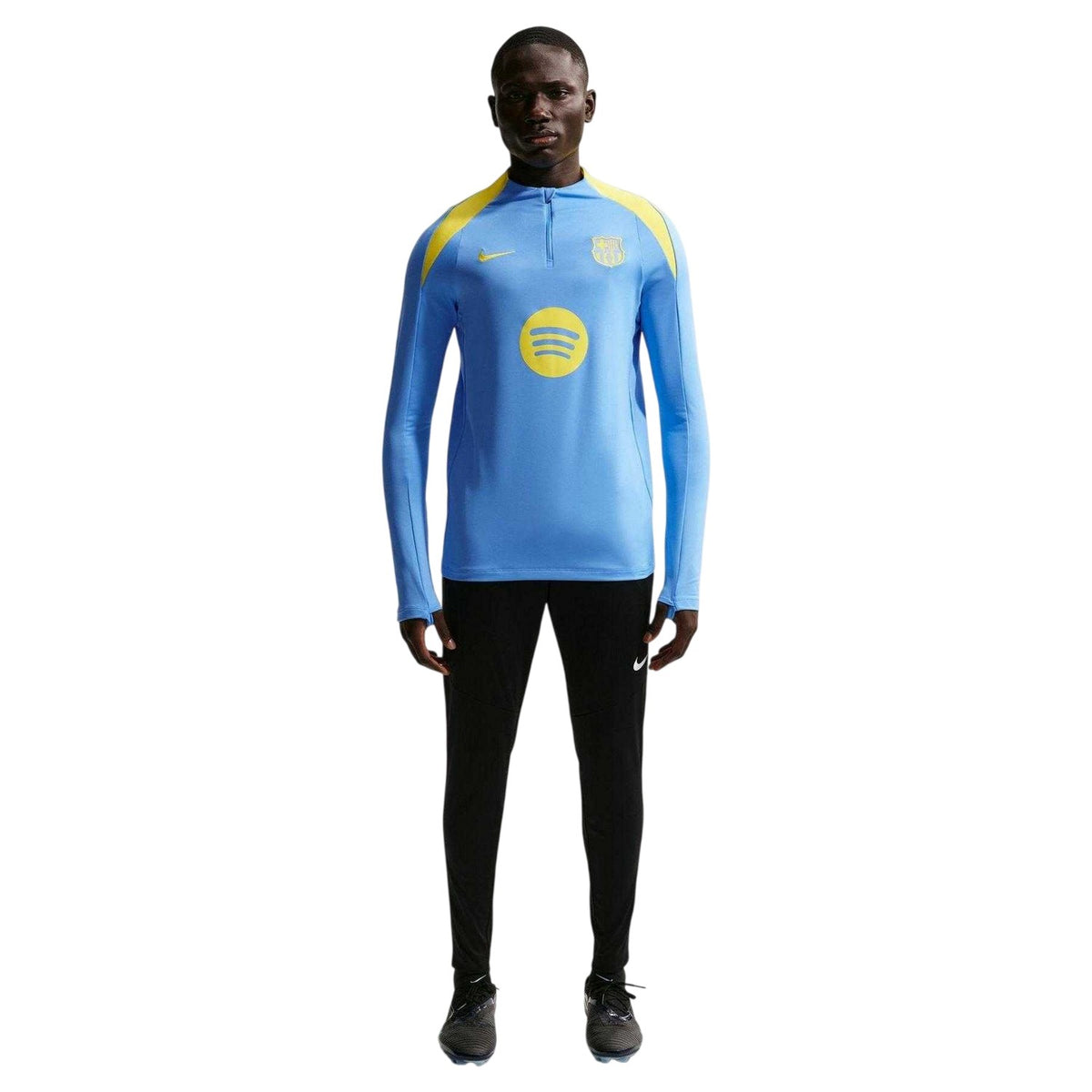 Blue-Yellow - Close up - Nike Mens FC Barcelona Long-Sleeved Drill Top