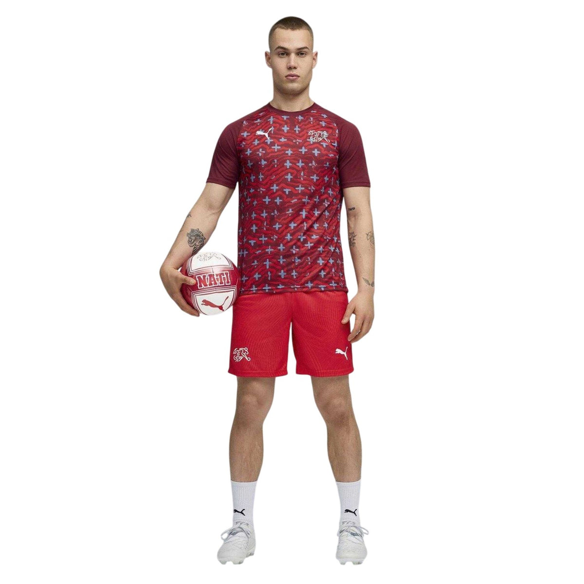 Red-White - Pack Shot - Puma Mens World Cup 2026 Switzerland FC Short-Sleeved Football Shirt